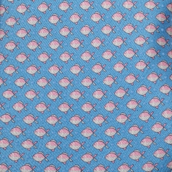 Pre Owned Salvatore Ferragamo Light Blue Fish Print Silk Tie