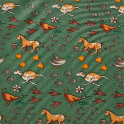 Pre Owned Salvatore Ferragamo Green Animal Print Silk Traditional Tie