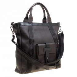 Salvatore Ferragamo Dark Brown Pebbled Leather Top Handle Bag