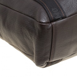 Salvatore Ferragamo Dark Brown Pebbled Leather Top Handle Bag