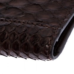 Salvatore Ferragamo Dark Brown Python Bifold Card Holder 