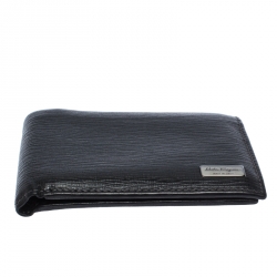 Pre Owned Salvatore Ferragamo Black Leather Bifold Wallet