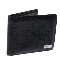 Pre Owned Salvatore Ferragamo Black Leather Bifold Wallet