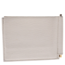 Pre Owned Salvatore Ferragamo Cream Leather Money Clip Wallet
