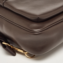 Pre Owned Salvatore Ferragamo Cafe Brown Leather Sling Backpack