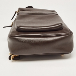 Pre Owned Salvatore Ferragamo Cafe Brown Leather Sling Backpack