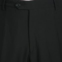 Salvatore Ferragamo Black Satin Lapel and Panel Detail Wool Suit XXL