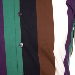 Pre Owned Salvatore Ferragamo Multicolor Wide Striped Cotton Short Sleeve Shirt S