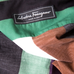 Pre Owned Salvatore Ferragamo Multicolor Wide Striped Cotton Short Sleeve Shirt S