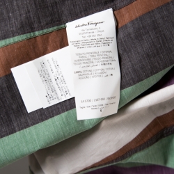 Pre Owned Salvatore Ferragamo Multicolor Wide Striped Cotton Short Sleeve Shirt S