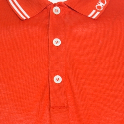 Pre Owned Salvatore Ferragamo Orange Contrast Striped Trim Logo Embroidered Polo T-Shirt XXL