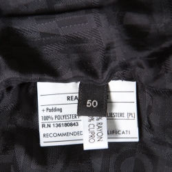 Pre Owned Salvatore Ferragamo Black Leather Quilted Shoulder Zip Front Jacket L