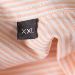 Pre Owned Salvatore Ferragamo Orange and White Striped Cotton Long Sleeve Button Down Shirt XXL
