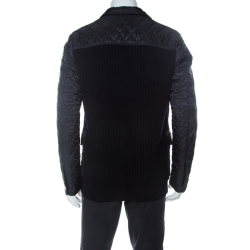 Salvatore Ferragamo Black Diamond Quilted and Rib Knit Jacket L 