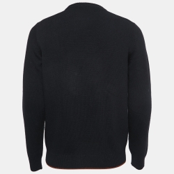 Salvatore Ferragamo Black Wool Knit Fur Heart Sweater M