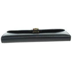 Pre Owned Salvatore Ferragamo Black Leather Continental Wallet