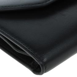 Pre Owned Salvatore Ferragamo Black Leather Continental Wallet