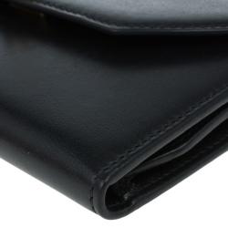 Pre Owned Salvatore Ferragamo Black Leather Continental Wallet