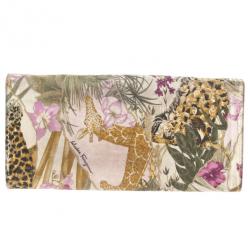 Pre Owned Salvatore Ferragamo Jungle Scarf-Print Flap Wallet