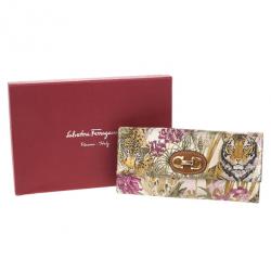 Pre Owned Salvatore Ferragamo Jungle Scarf-Print Flap Wallet