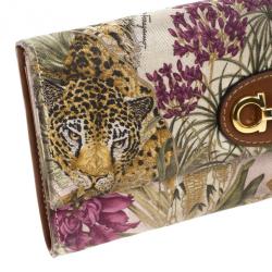 Pre Owned Salvatore Ferragamo Jungle Scarf-Print Flap Wallet