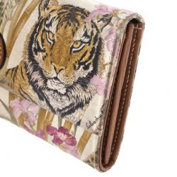 Pre Owned Salvatore Ferragamo Jungle Scarf-Print Flap Wallet