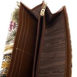 Pre Owned Salvatore Ferragamo Jungle Scarf-Print Flap Wallet