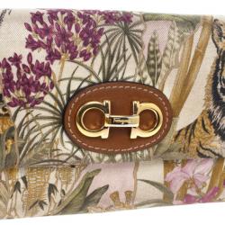 Pre Owned Salvatore Ferragamo Jungle Scarf-Print Flap Wallet
