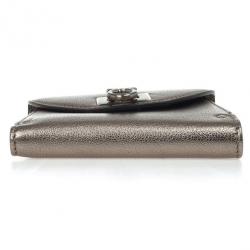 Pre Owned Salvatore Ferragamo Classic Mediterraneo Metallic Wallet