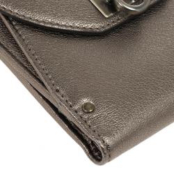 Pre Owned Salvatore Ferragamo Classic Mediterraneo Metallic Wallet