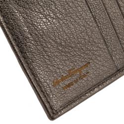 Pre Owned Salvatore Ferragamo Classic Mediterraneo Metallic Wallet