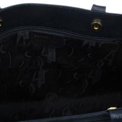 Pre Owned حقيبة كتف سالفاتوري فيراكامو فارا جلد سحلية منقوش مع محفظة بطية مزدوجة سوداء