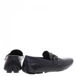 Pre Owned Salvatore Ferragamo Black Leather Sardegna Loafers Size 42.5