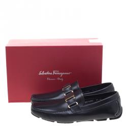 Pre Owned Salvatore Ferragamo Black Leather Sardegna Loafers Size 42.5