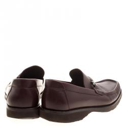 Salvatore Ferragamo Bordeaux Leather Horsebit Loafers Size 43.5