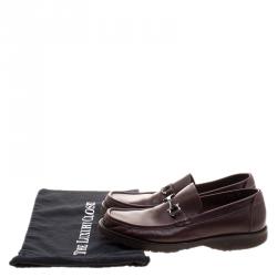 Salvatore Ferragamo Bordeaux Leather Horsebit Loafers Size 43.5