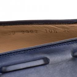 Pre Owned Salvatore Ferragamo Navy Blue Leather Loreno Tassel Loafers Size 44.5