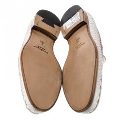 Pre Owned حذاء لوفرز ساالفاتوري فيراغامو ميسون جلد ثعبان آومبريه أبيض/ بيج فاتح مقاس 41