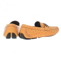 مملوكة مسبقًا Salvatore Ferragamo Orange Parigi II Ostrich Driver Size 45