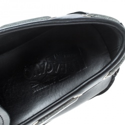 مملوكة مسبقًا Salvatore Ferragamo Black Leather Contrast Bow Loafers Size 42.5