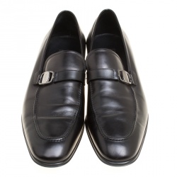 Salvatore Ferragamo Black Leather Mattia Loafers Size 46