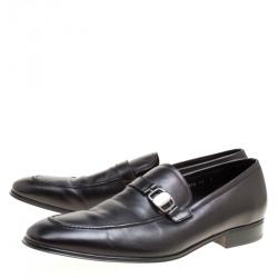 Salvatore Ferragamo Black Leather Mattia Loafers Size 46