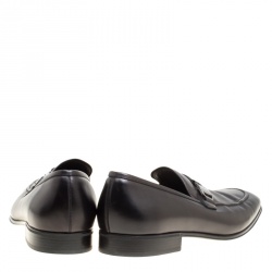 Salvatore Ferragamo Black Leather Mattia Loafers Size 46