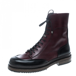Pre Owned Salvatore Ferragamo Burgundy Leather Mallorca Platform Ankle Boots Size 41.5