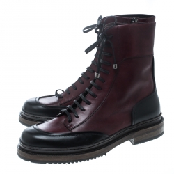 Pre Owned Salvatore Ferragamo Burgundy Leather Mallorca Platform Ankle Boots Size 41.5