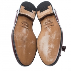 Pre Owned Salvatore Ferragamo Maroon Leather Loreno Tassel Loafers Size 43