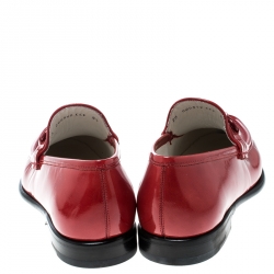 Pre Owned حذاء لوفرز سالفاتوري فيراغامو ماسون جلد أسود لامع مقاس 41.5