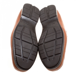 Pre Owned حذاء لوفرز سالافتوري فيراغامو غانسيني جلد بني مقاس 44.5