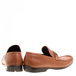 Pre Owned حذاء لوفرز سالافتوري فيراغامو غانسيني جلد بني مقاس 44.5