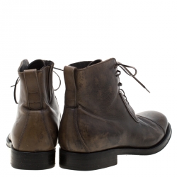 Pre Owned Salvatore Ferragamo Two Tone Leather Lace Up Ankle Boots Size 43.5